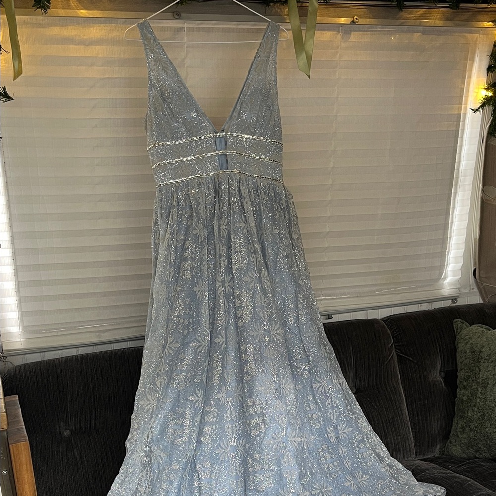 Light Blue Dress with Silver Accents